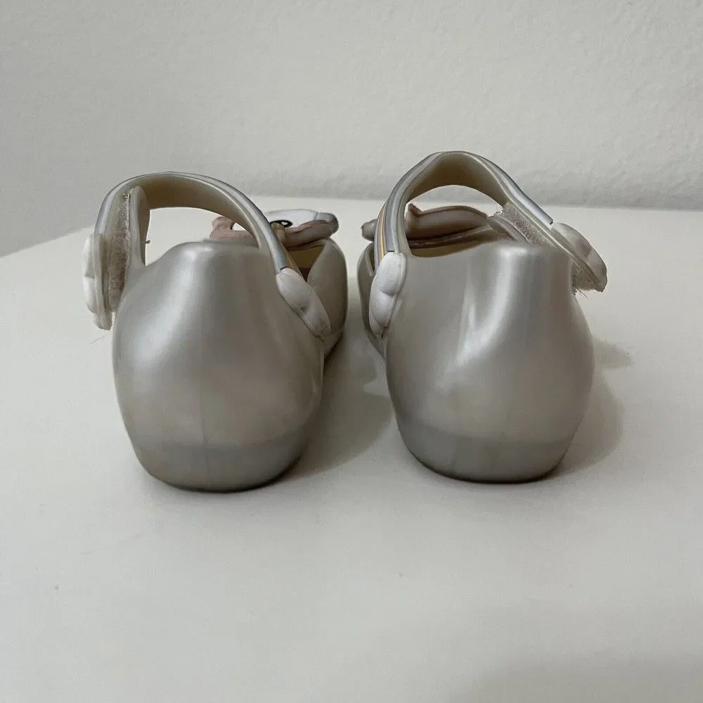 Mini Melissa Ultragirl White Pearl Unicorn Rainbow Shoes Toddler Girls Size 9